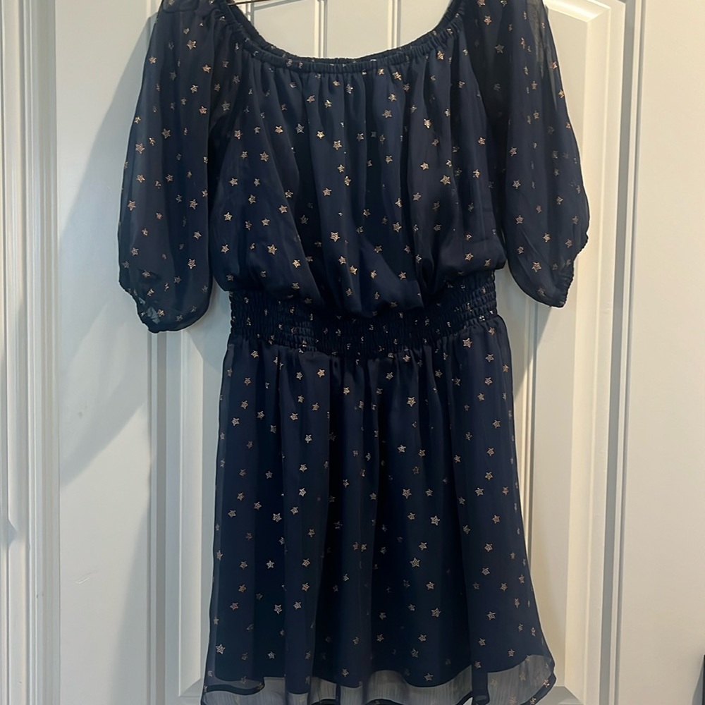 Sadie & Sage Navy Star Pattern Dress Sz M